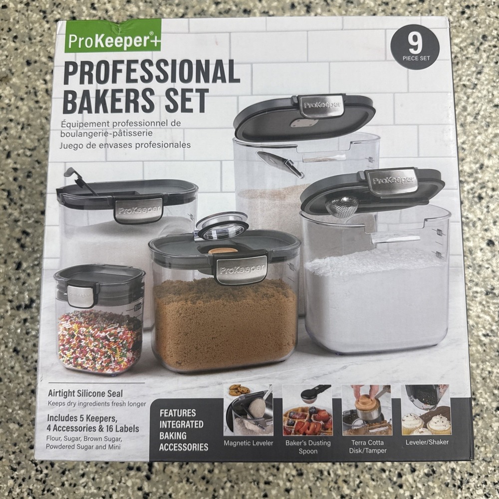 Prepworks ProKeeper Plus Professional 9pc Baking Storage Set Black Airtight NEW